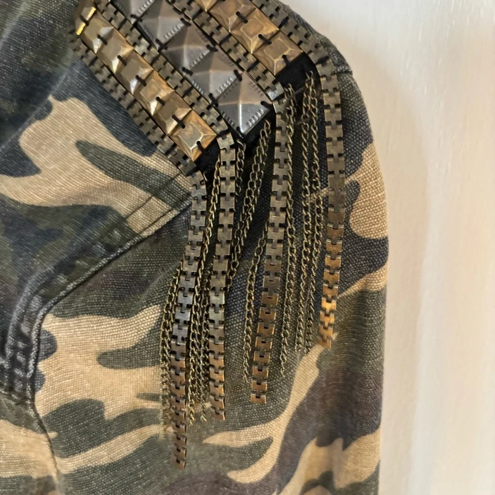 Toska Women's Green Camouflage Utility Jacket Sz Small 100% Cotton